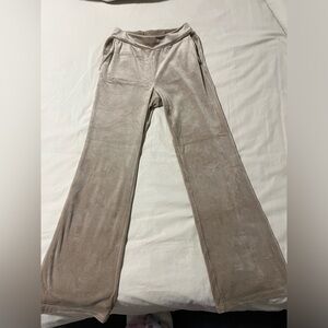 Beige Uniqlo Highrise Velour Pants
